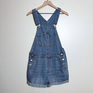 Old Navy Womens Jean Overalls Shorts S Blue Shortalls Cotton Classic Summer